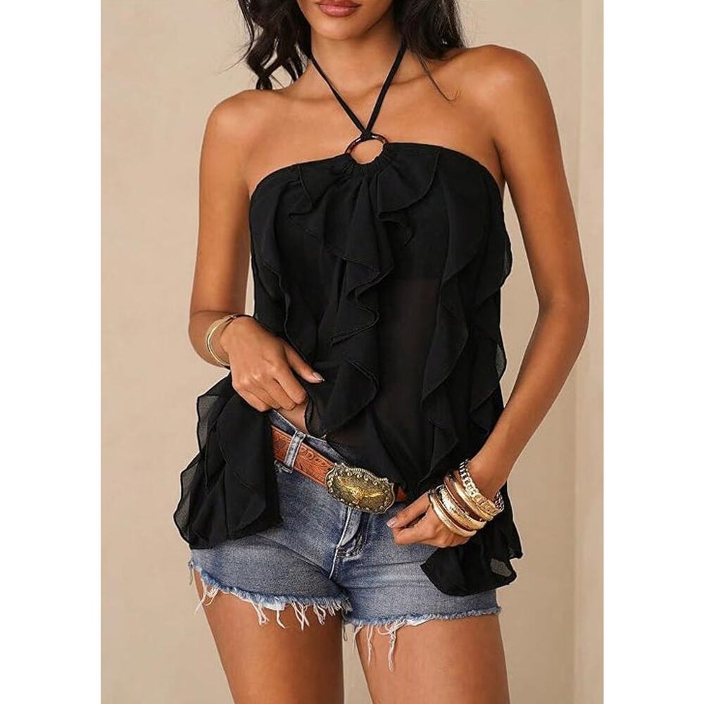 Romy Ruffle Halter Top - Picture 2 of 4